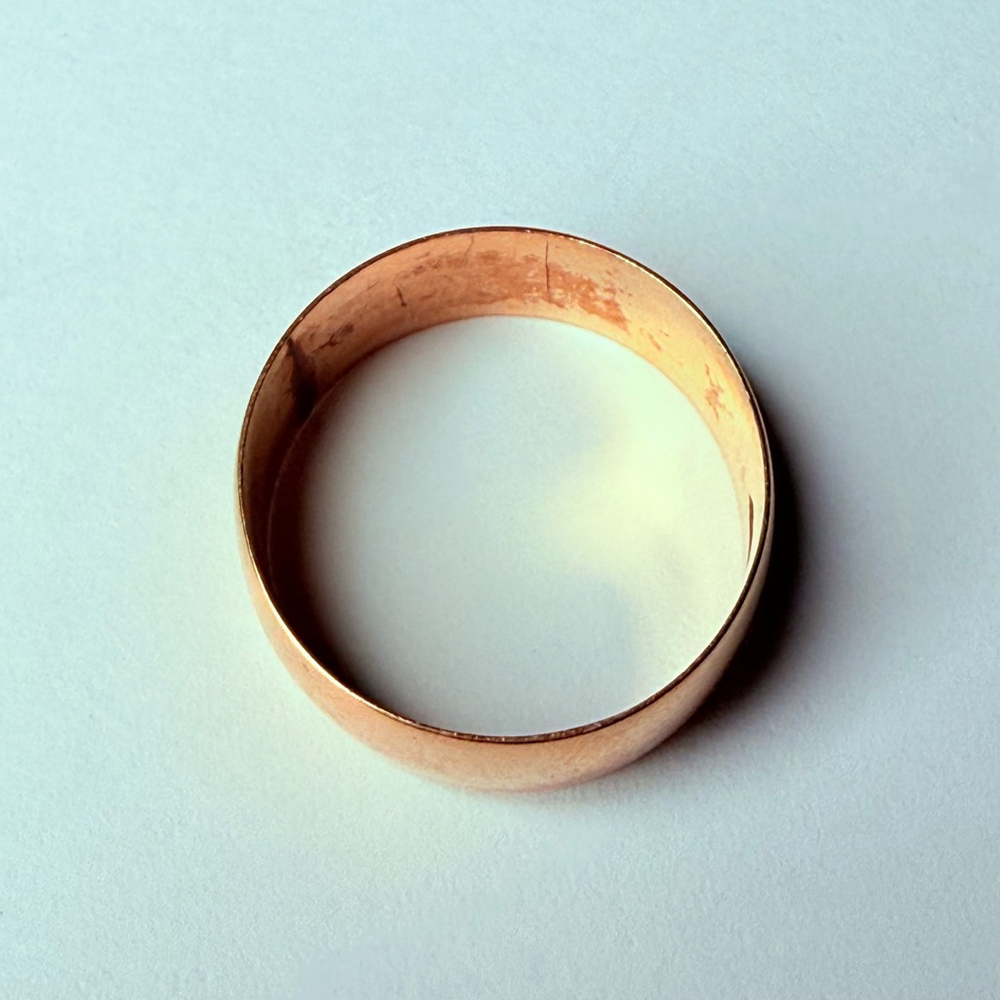 14k Solid Yellow Gold Classic Plain 6.5mm Wide Band Ring Vintage - Picture 2 of 8
